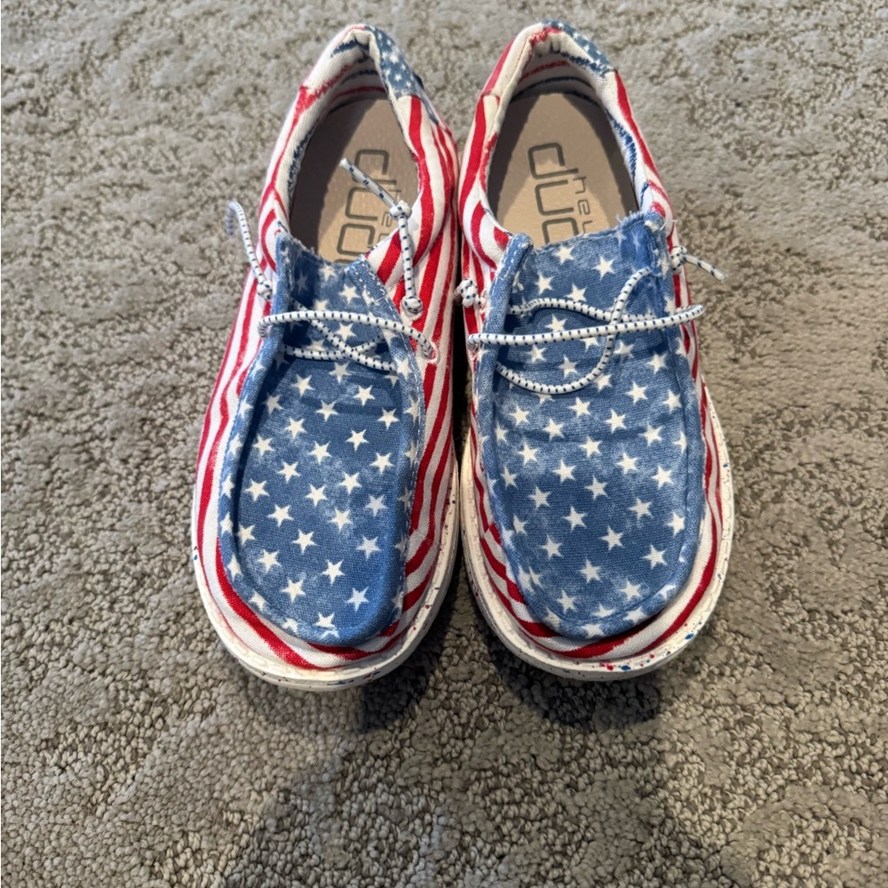 Hey Dude Kids Red White Blue Star Moccasins
